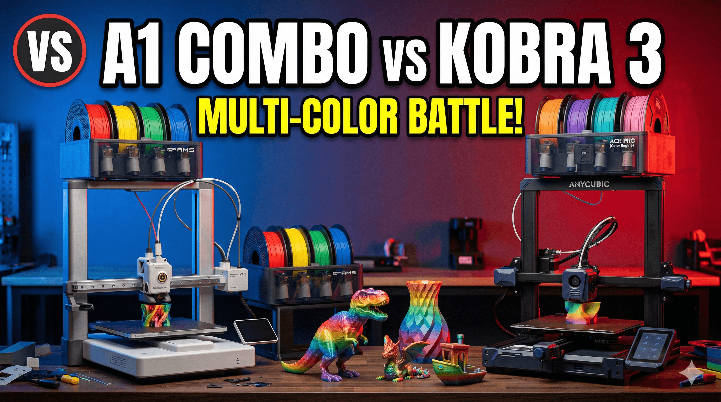 Bambu Lab A1 Combo vs Anycubic Kobra 3 Combo: Multi-Color Printer Showdown for India