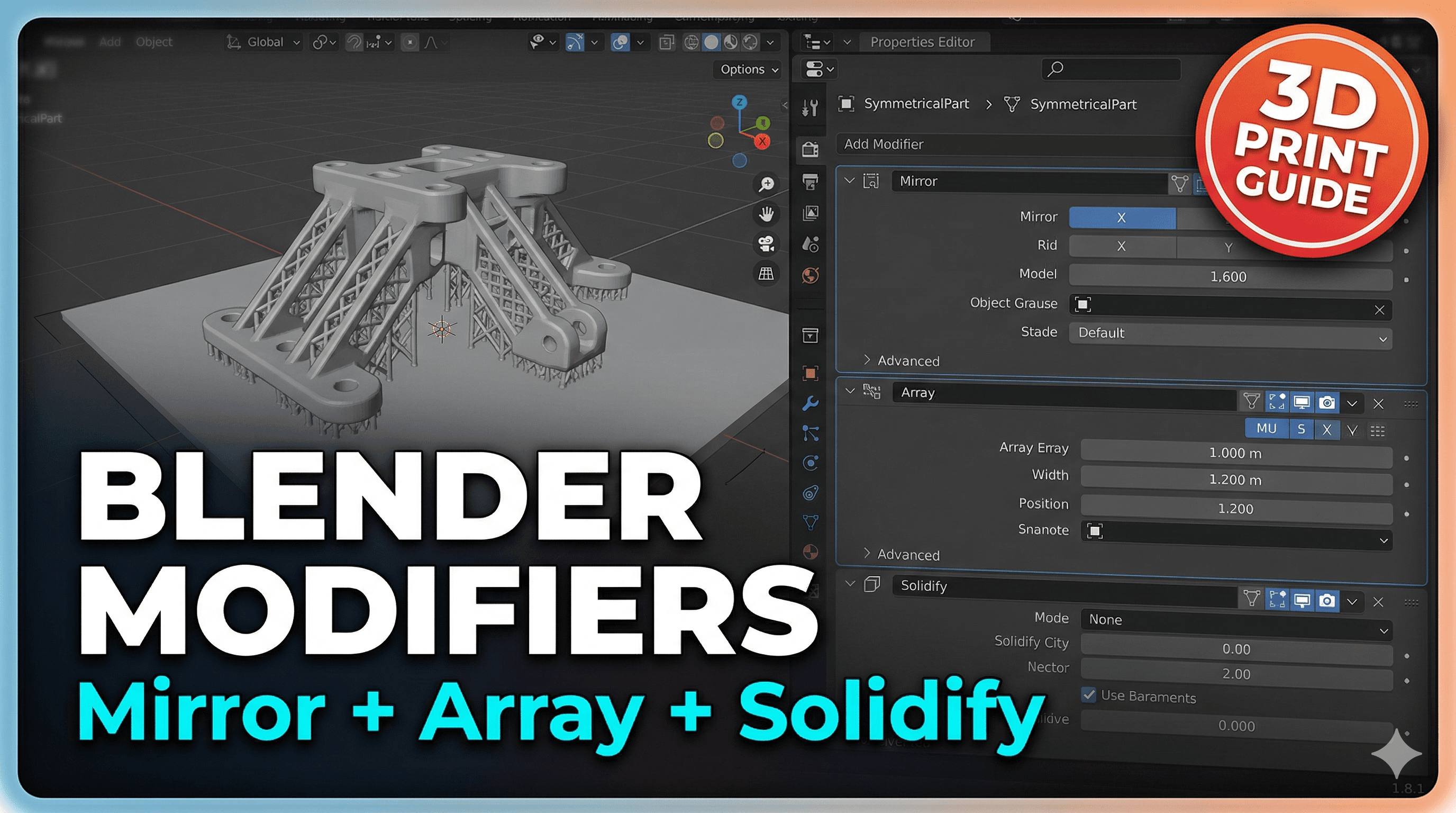 Blender Modifier Stack for 3D Printing: Mirror, Array, and Solidify