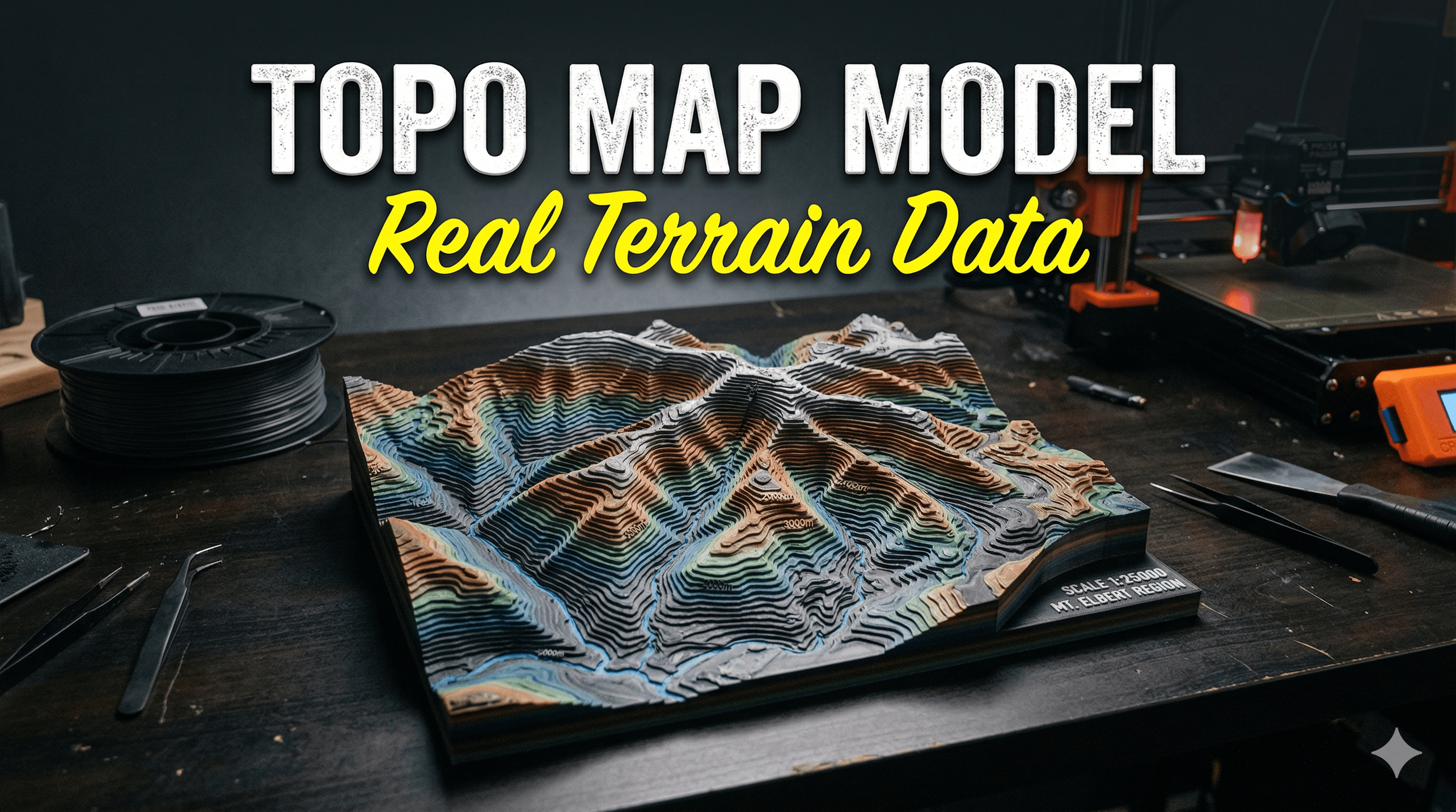 How to Create a Topographic Map Model from Real Terrain Data