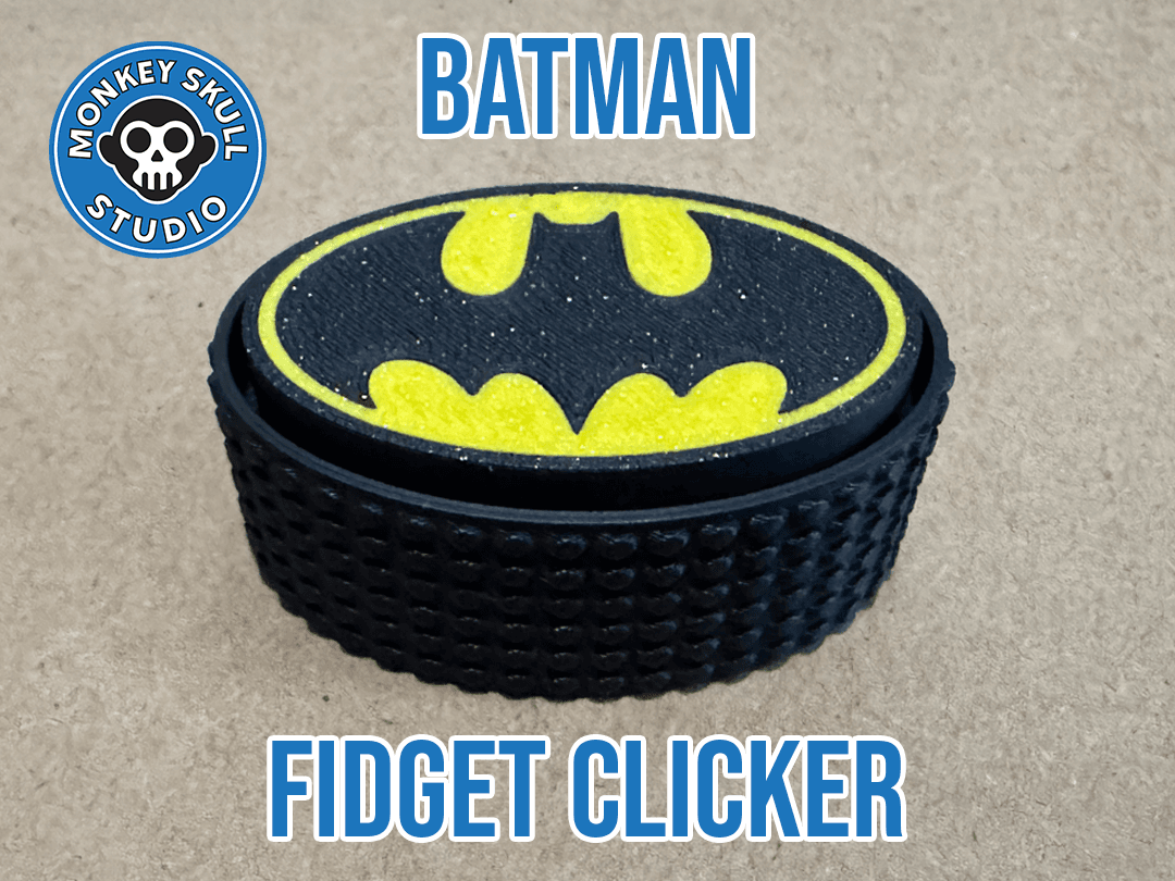 Batman Logo Mechanical Clicker - 3D Printed Fidget Toy - Image 1