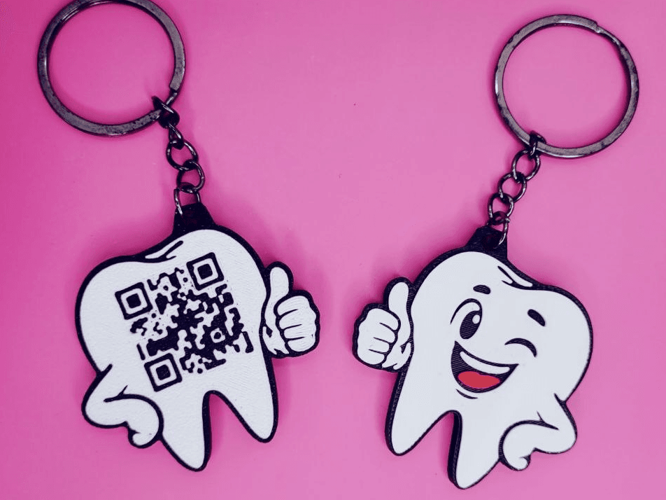 3D Printed Tooth Keychain Business Card