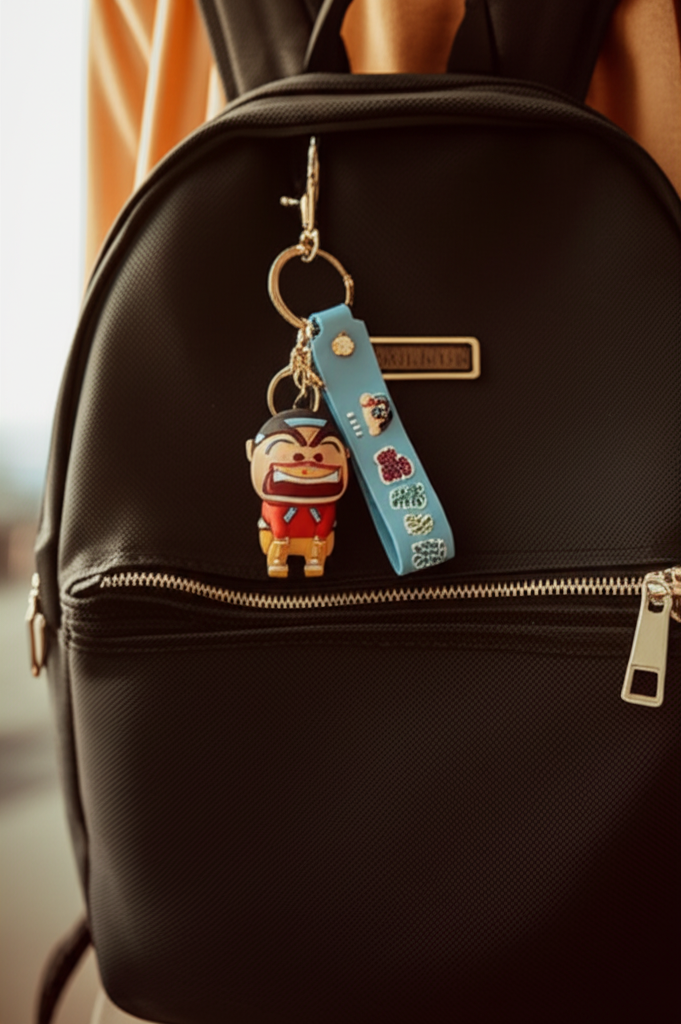 Shinchan Rubber Keychain with Strap - Premium Silicone Keyring