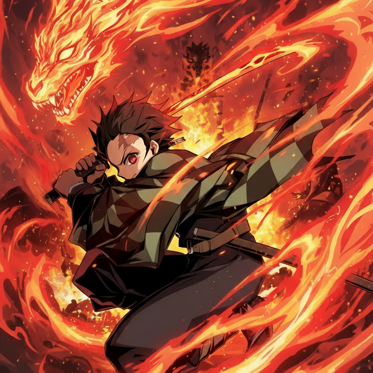 Tanjiro Sun Breathing Premium Anime Poster | 300 GSM A4 | 350 GSM 12x18