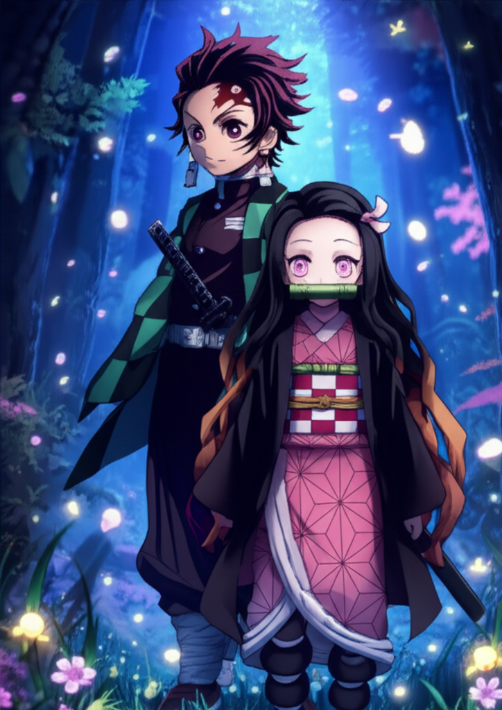 Tanjiro and Nezuko Premium Anime Poster | 300 GSM A4 | 350 GSM 12x18